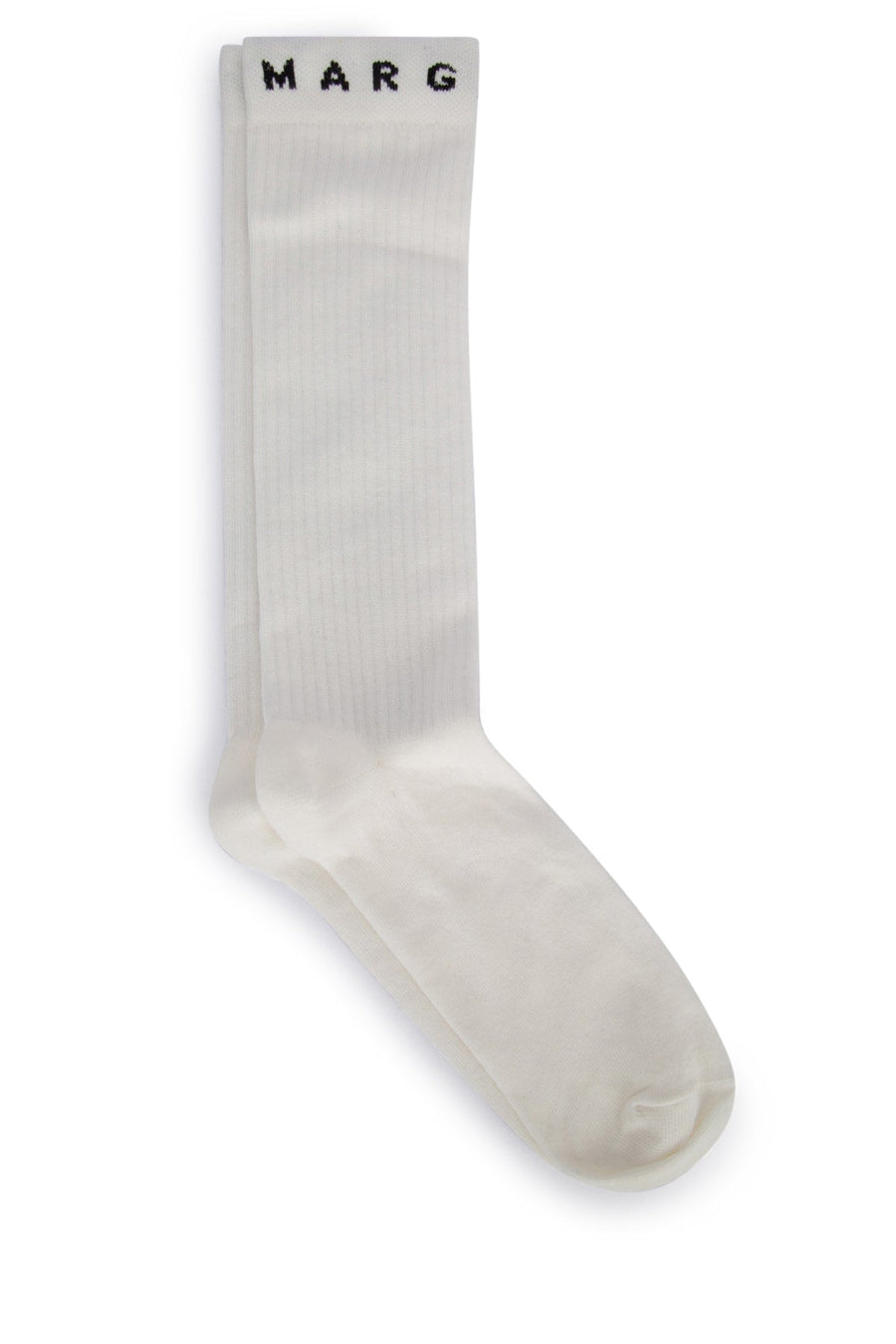 Mm6 Kids Logo-Embroidered Ribbed Socks — White Co Pa El Ea Glove