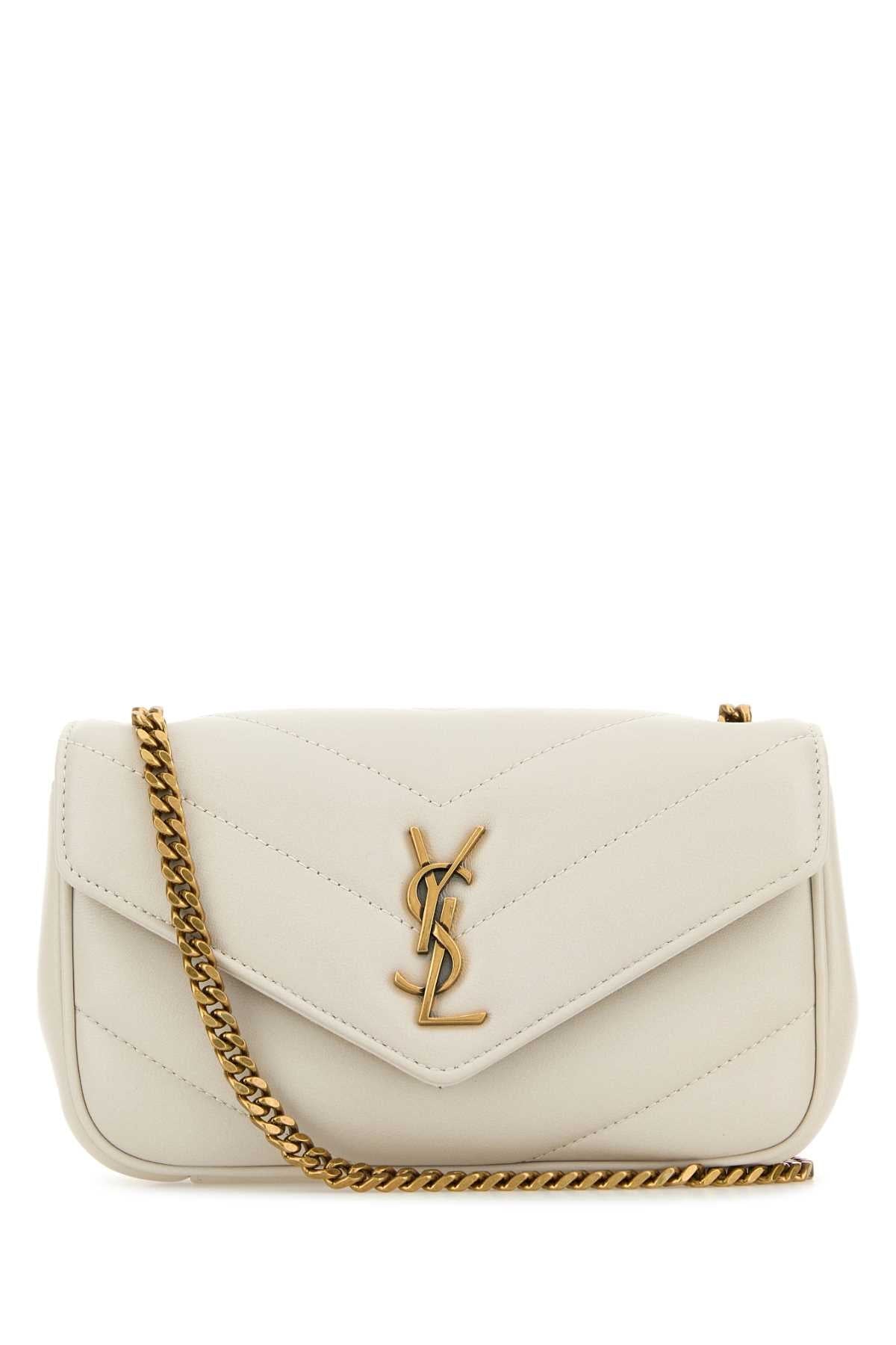 Saint Laurent Quilted Lambskin Crossbody Bag — White