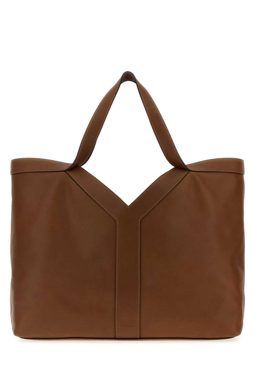 Saint Laurent Tote Shoulder Bag — Brown Exterior: Calf Lining: Suede