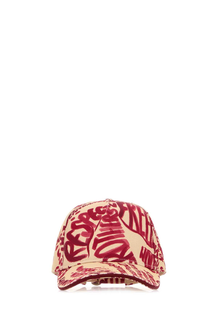 Dsquared2 Baseball Printed Hibiscus Cotton Cap — Beige Exterior: Caps