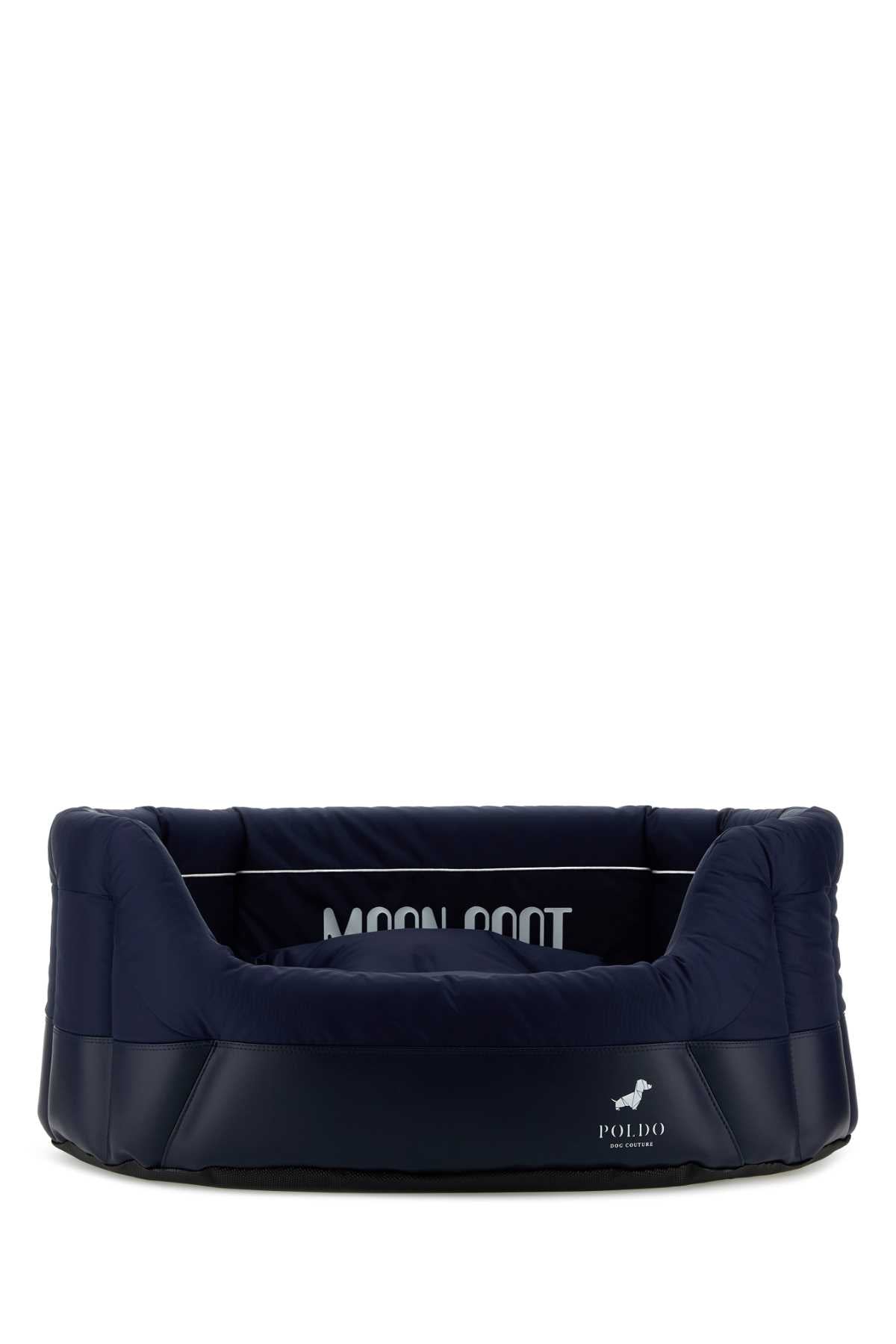 Navy Blue Fabric Poldo Dog Couture X Moonboot Doghouse Blu Exterior: Extra-Accessori Accessory