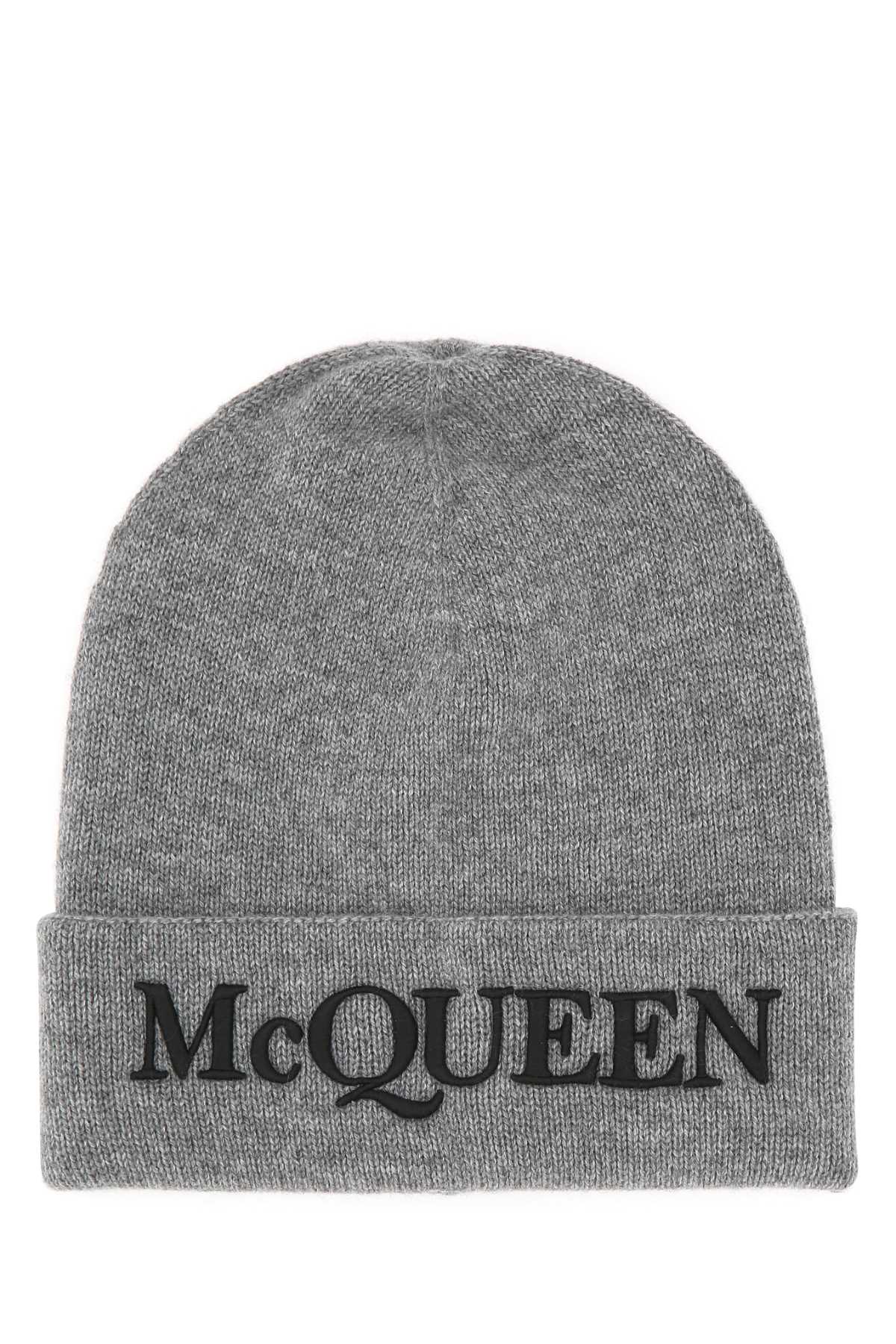 Alexander Mcqueen Cuffia Cashmere Beanie — Gray Exterior: Beanies