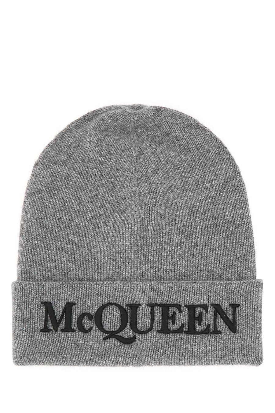 Alexander Mcqueen Cuffia Cashmere Beanie — Gray Exterior: Beanies
