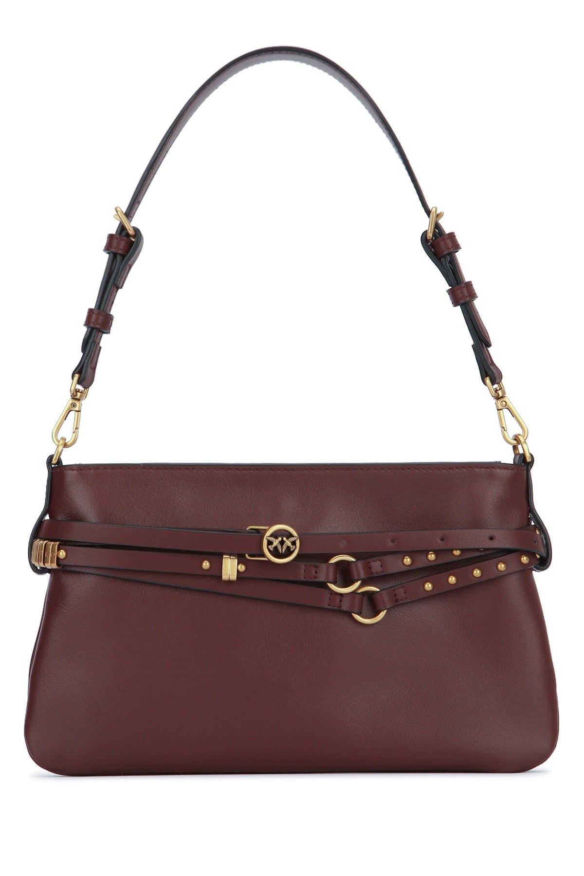 Pinko Vitello Shoulder Bag — Brown Morbido Leather