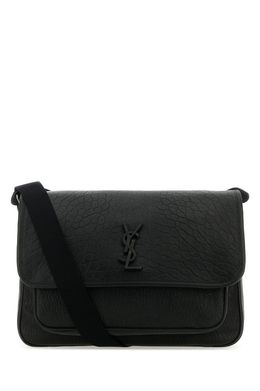 Saint Laurent Textured Leather Shoulder Bag — Black