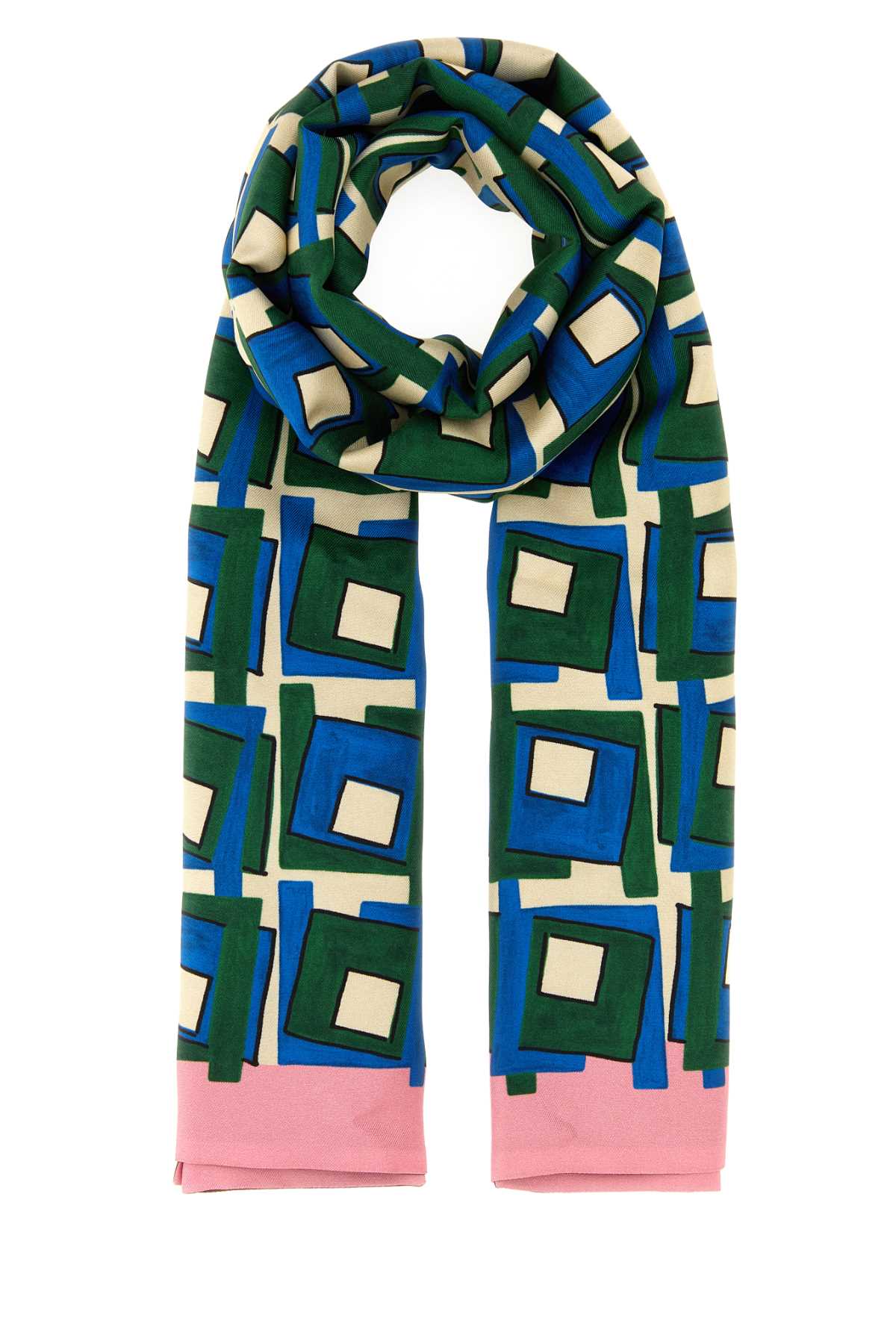 Miu Miu Printed Silk Foulard Scarf — Multicolor Exterior: Scarfs