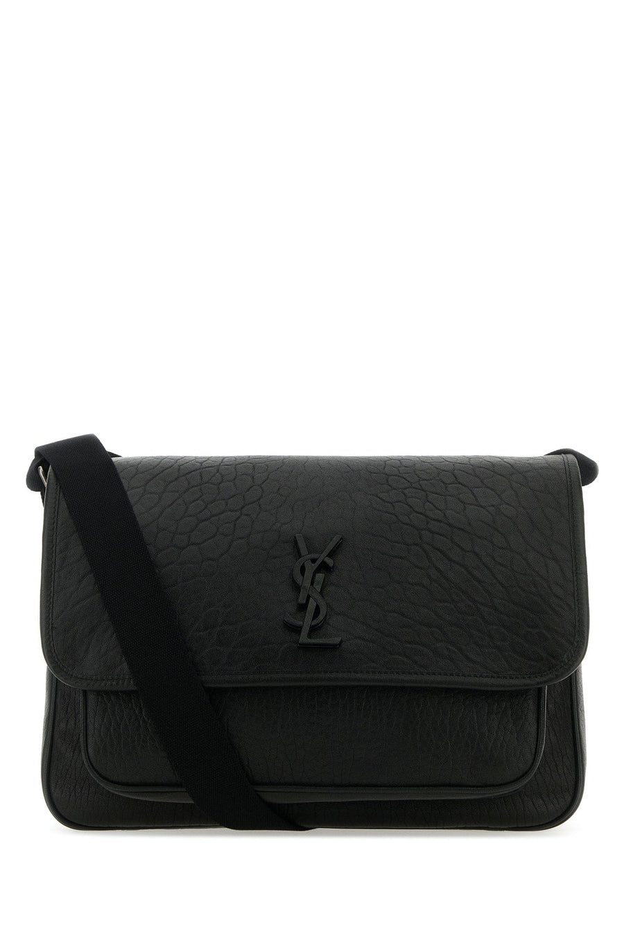 Saint Laurent Textured Leather Shoulder Bag — Black