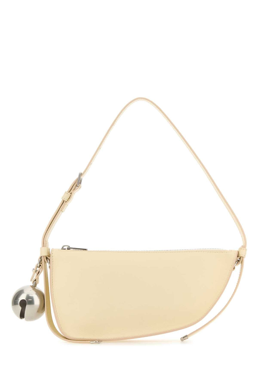 Burberry Curved Shield Leather Shoulder Bag — Beige