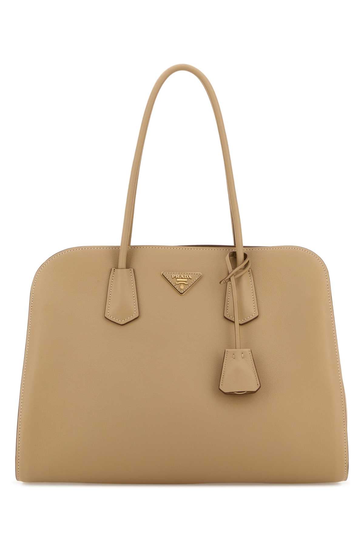 Prada Saffiano Leather Shoulder Bag — Beige