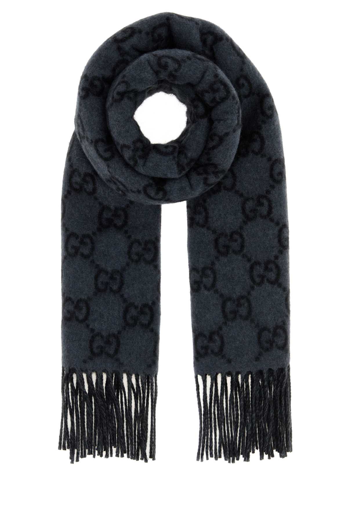 Gucci Canvy Scarf — Gray Cashmere Fabric Scarfs