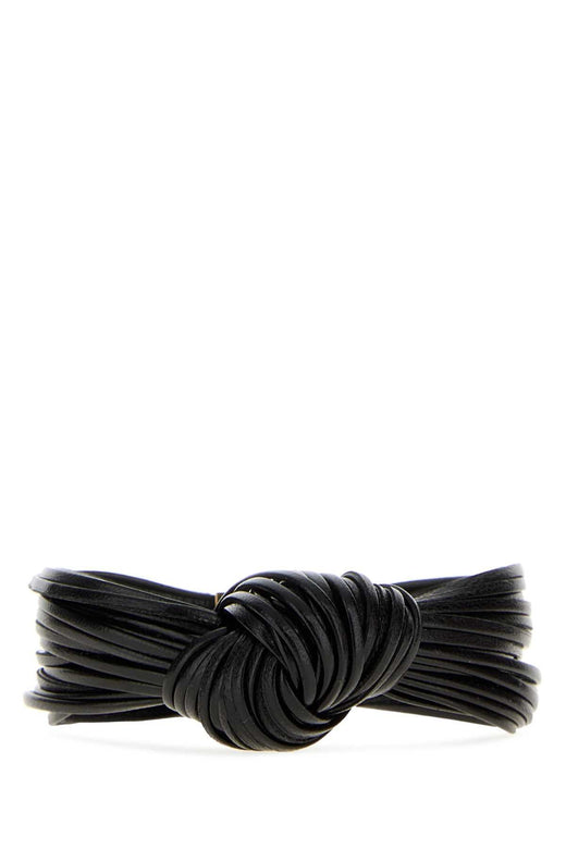Bottega Veneta Knotted Leather Bracelet — Black Bracelets