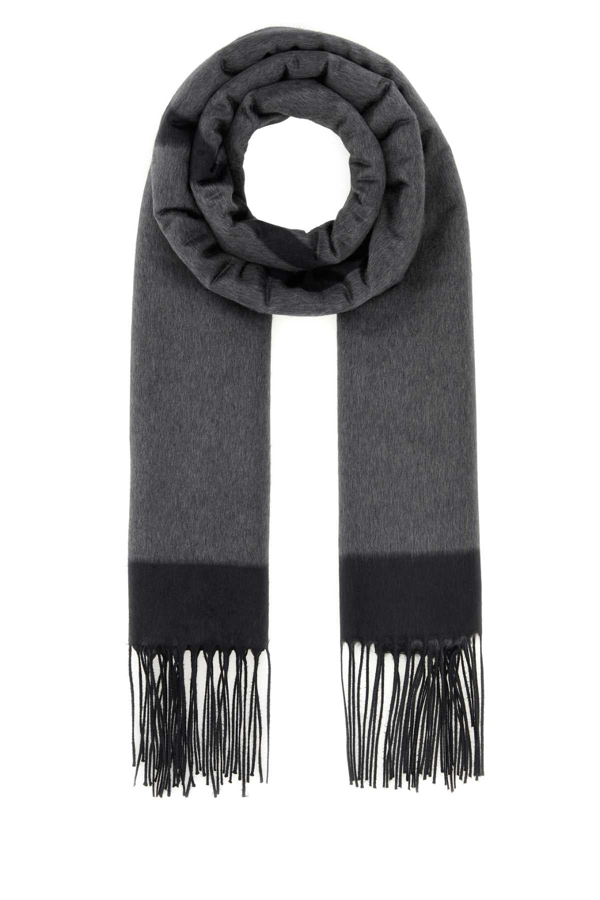 Saint Laurent Jacquard Scarf — Gray Exterior: Silk Scarfs