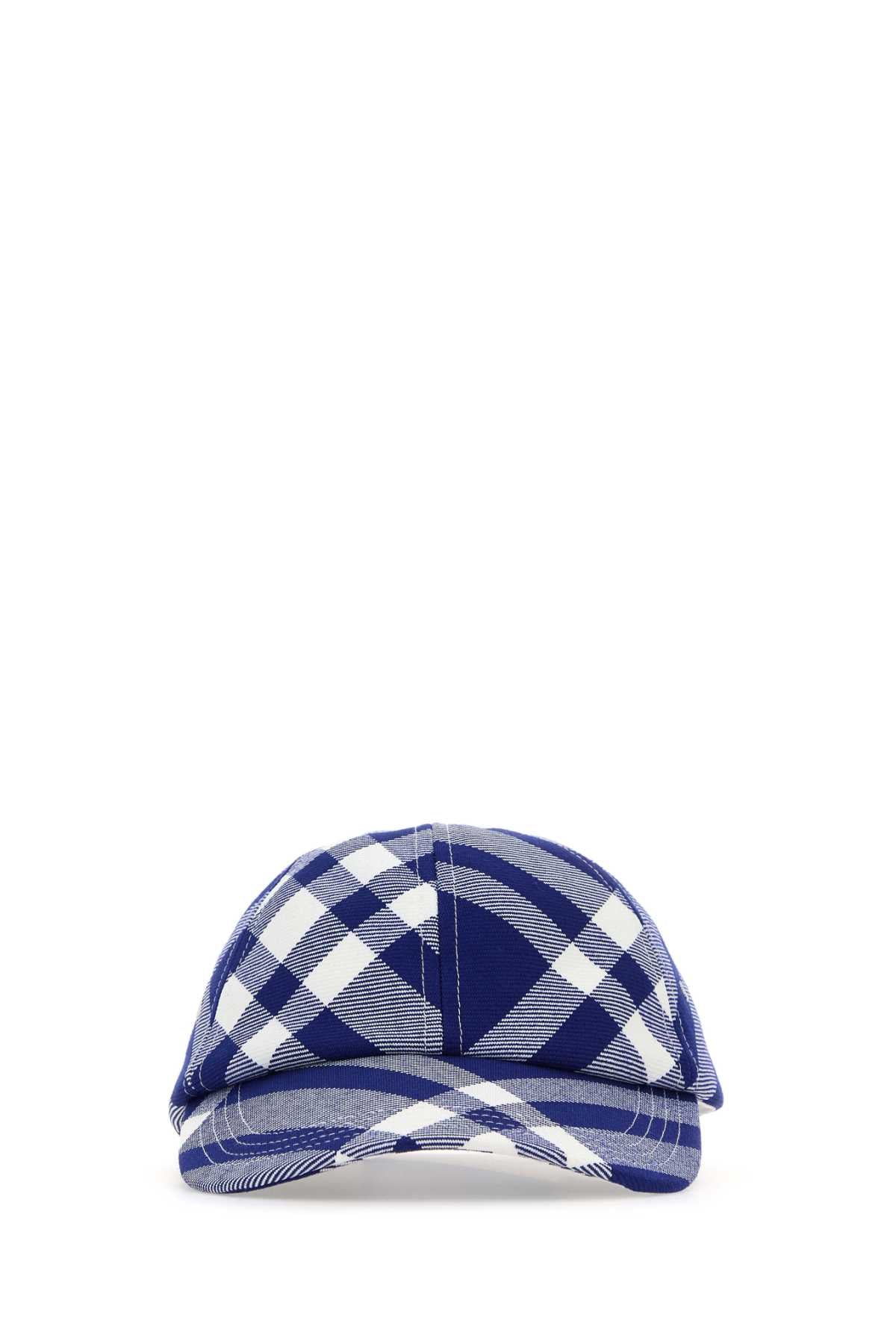 Burberry Hat Checked Wool-Blend Baseball Cap — Navy Exterior: Polyester Wool Caps