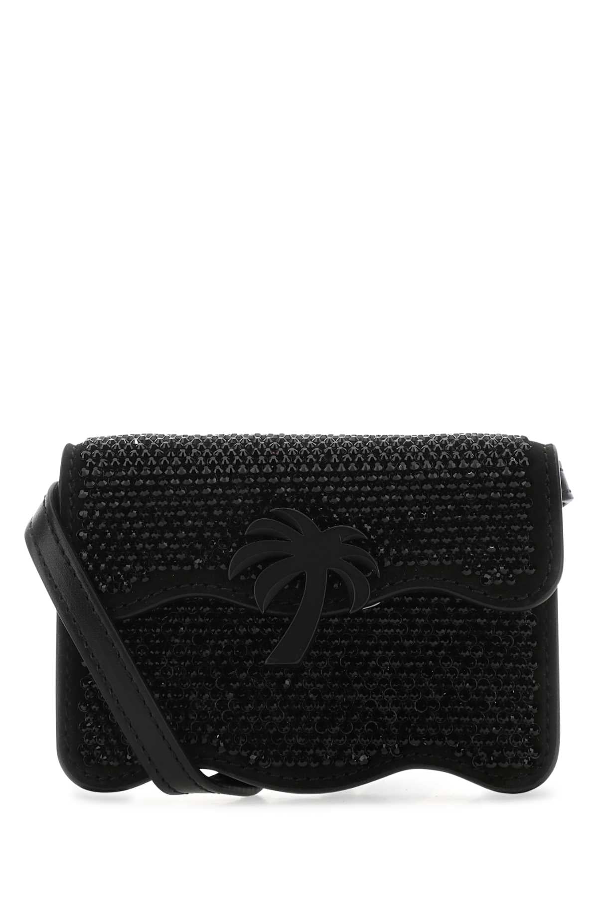 Palm Angels Sequin-Embellished Leather Crossbody Bag — Black