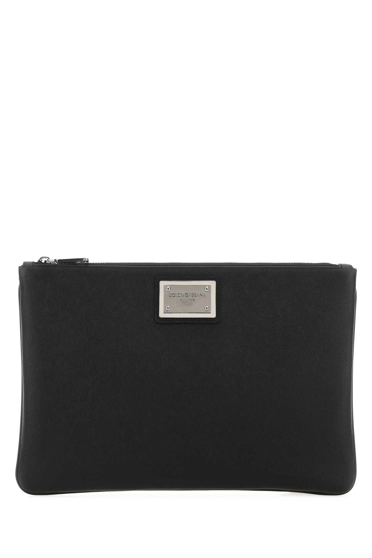 Dolce & Gabbana Leather And Nylon Clutch — Black Wallet