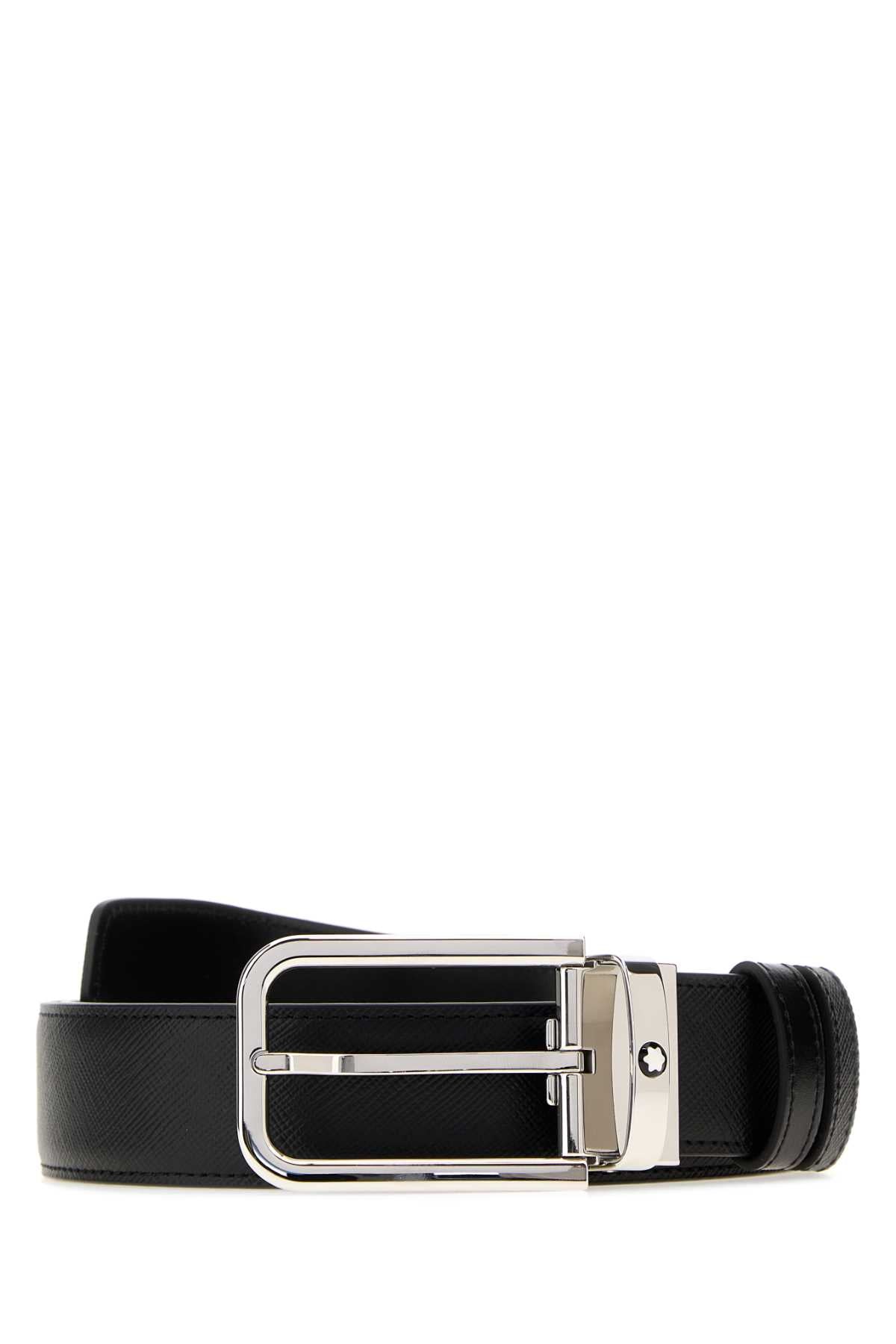 Montblanc Leather Reversible Belt — Black