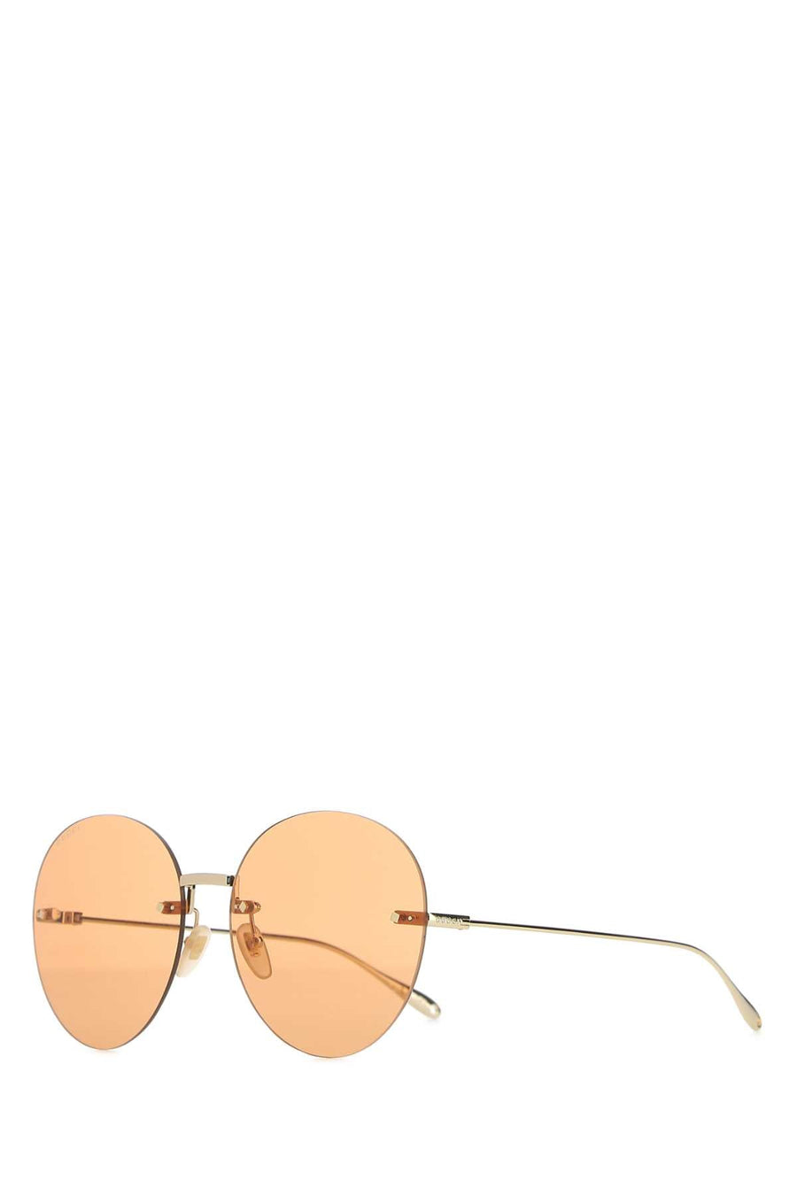 Gucci Gold Metal Round Sunglasses —