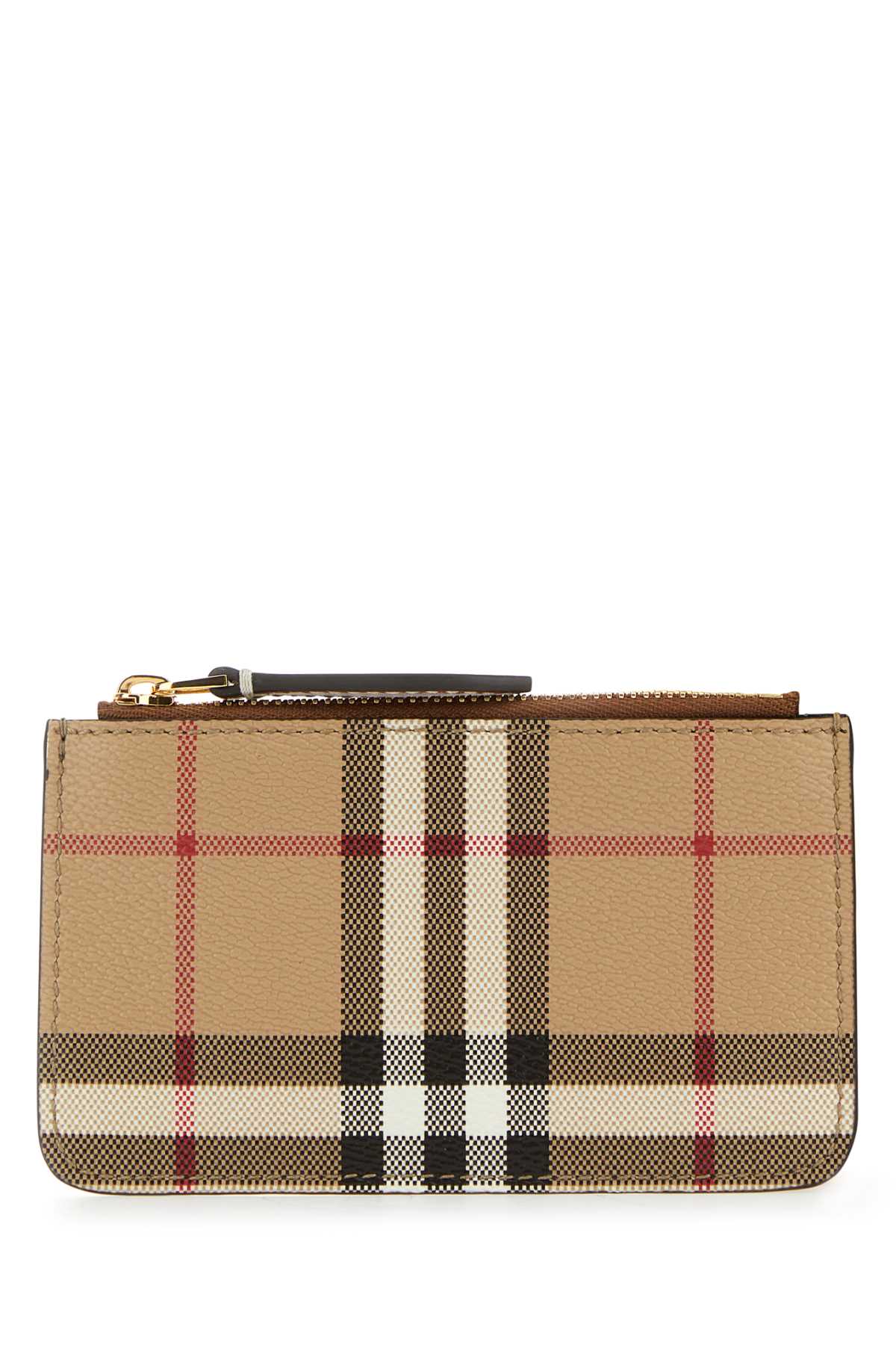 Burberry Checked Canvas Card Case — Beige Polyurethane Polyester Cotton Wallet