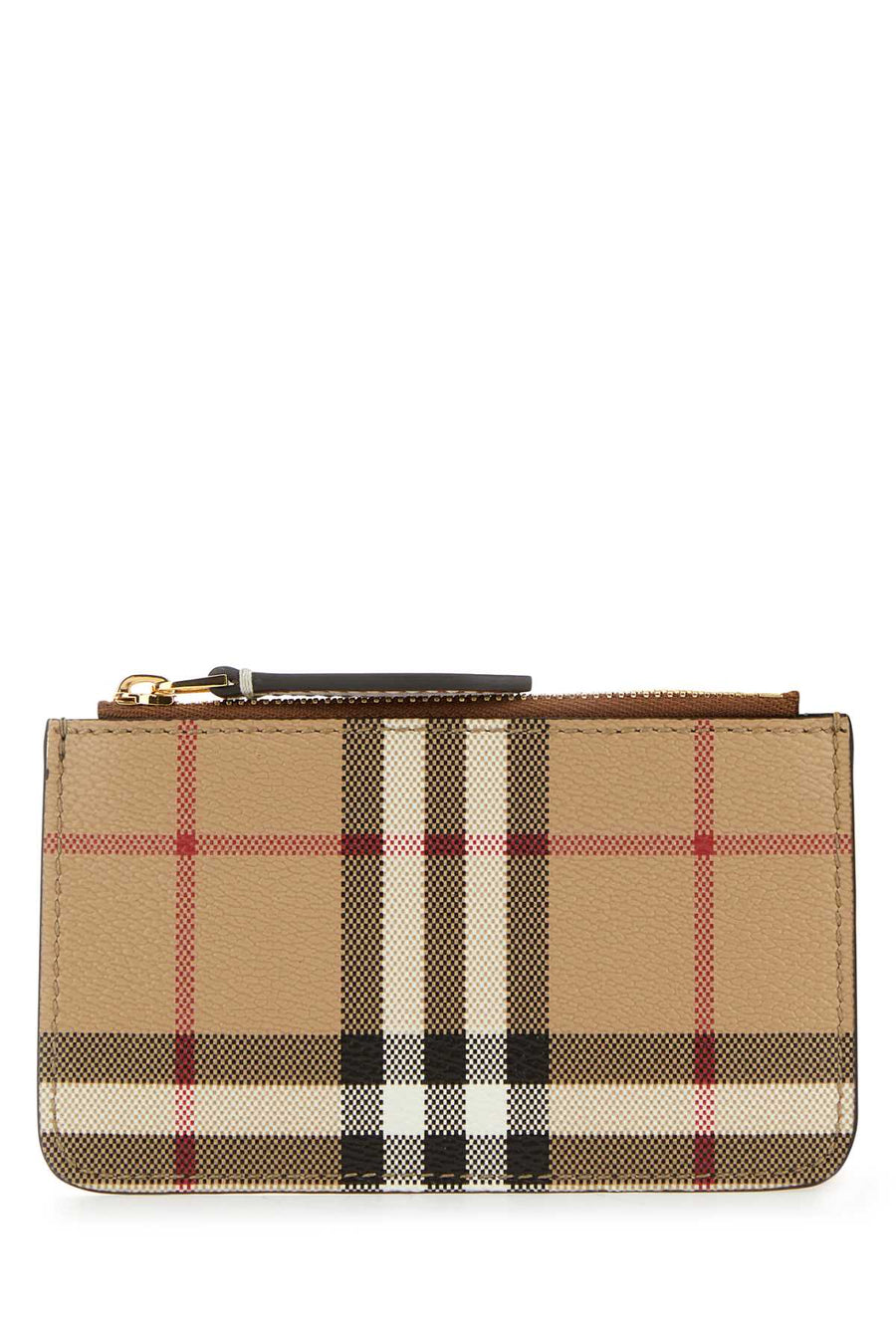 Burberry Checked Canvas Card Case — Beige Polyurethane Polyester Cotton Wallet