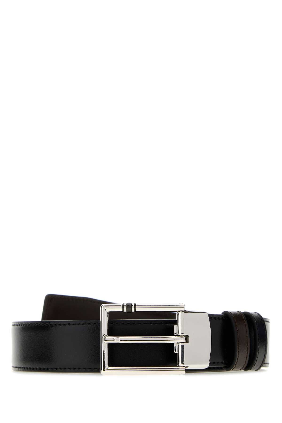Montblanc Reversible Leather Belt — Black