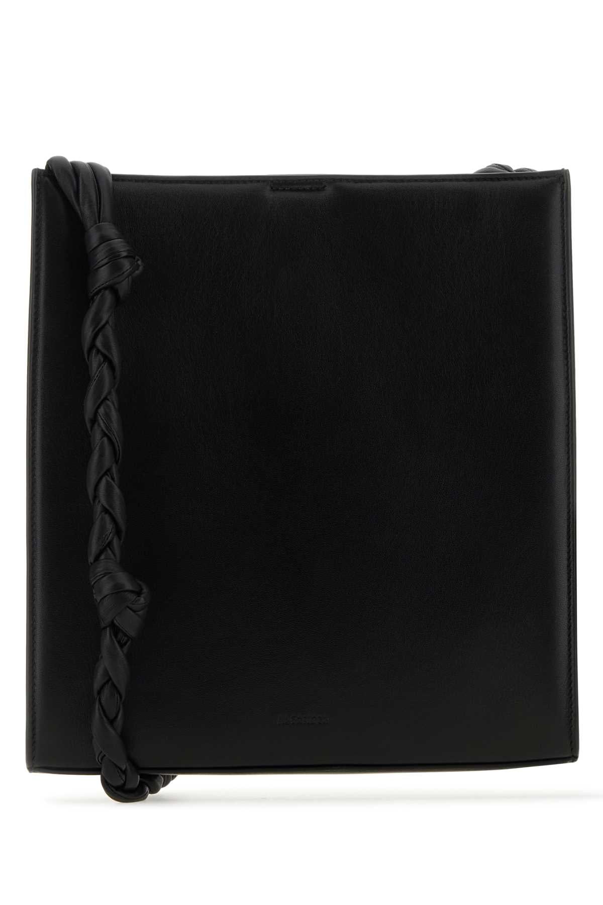 Jil Sander Braided Leather Shoulder Bag — Black
