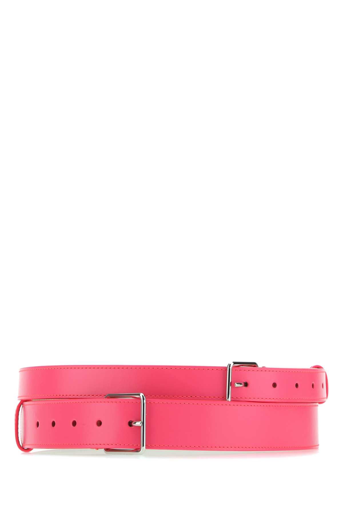 Alexander Mcqueen Double-Buckle Belt — Pink Leather