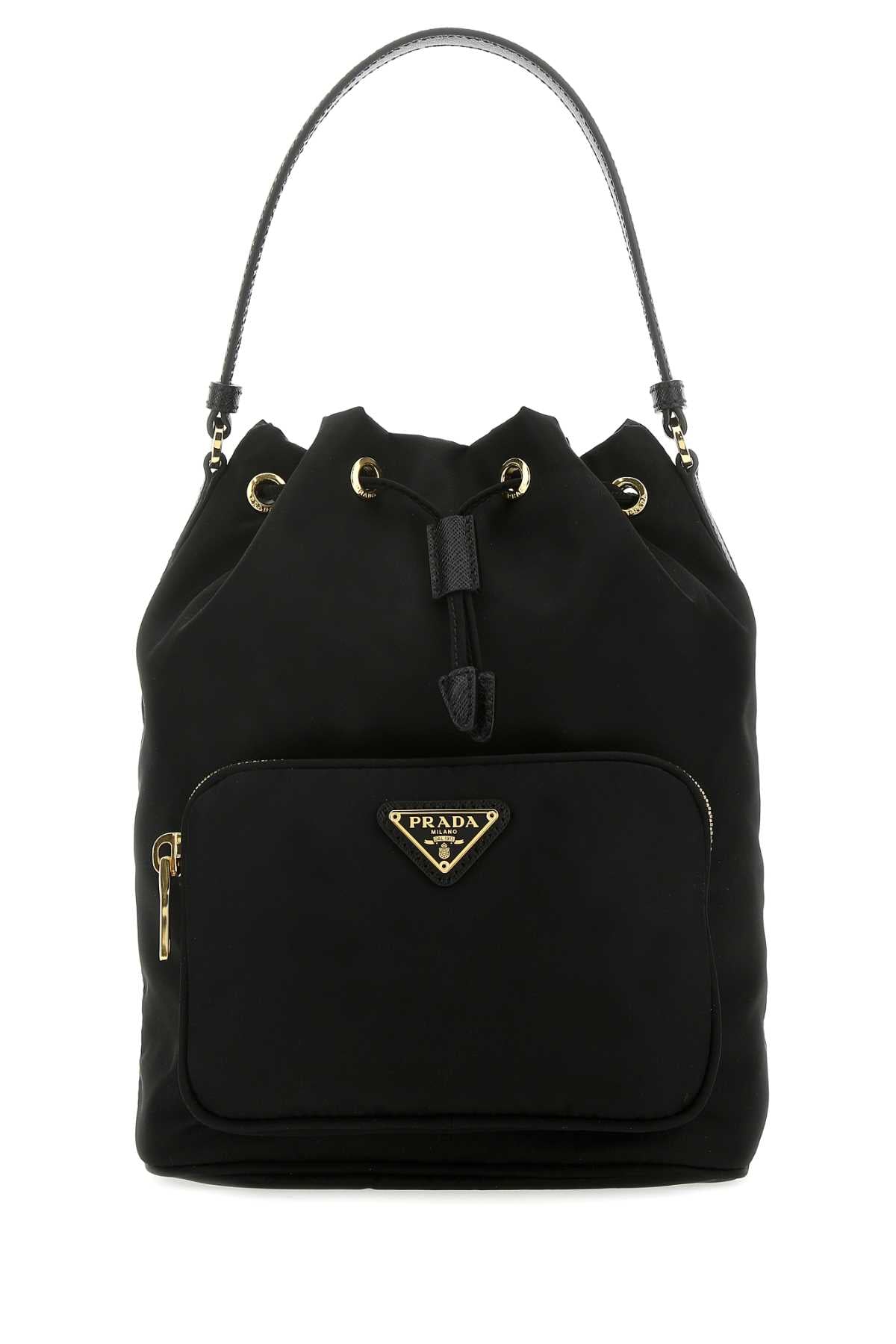 Prada Duet Bucket Bag — Black Poliammidericiclata-vitello
