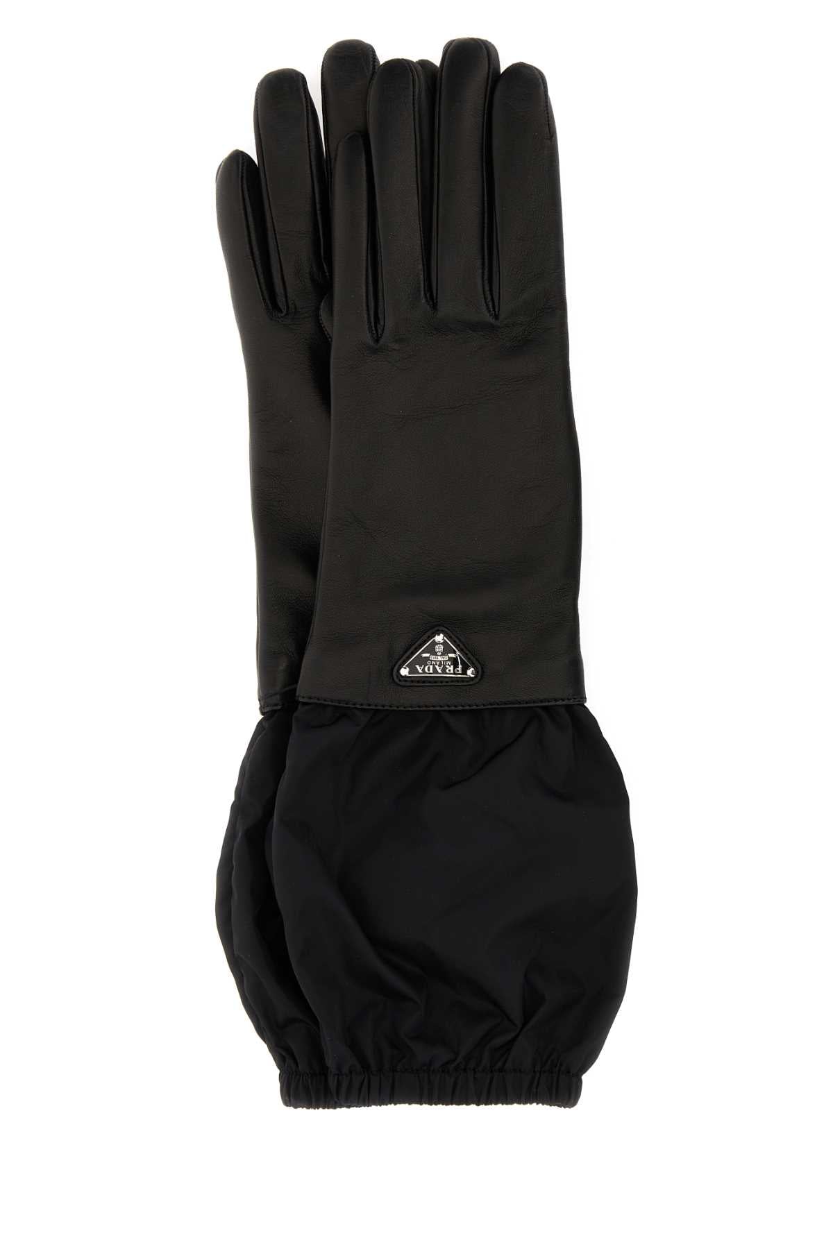 Prada Lamb Leather Gloves — Black Agnello
