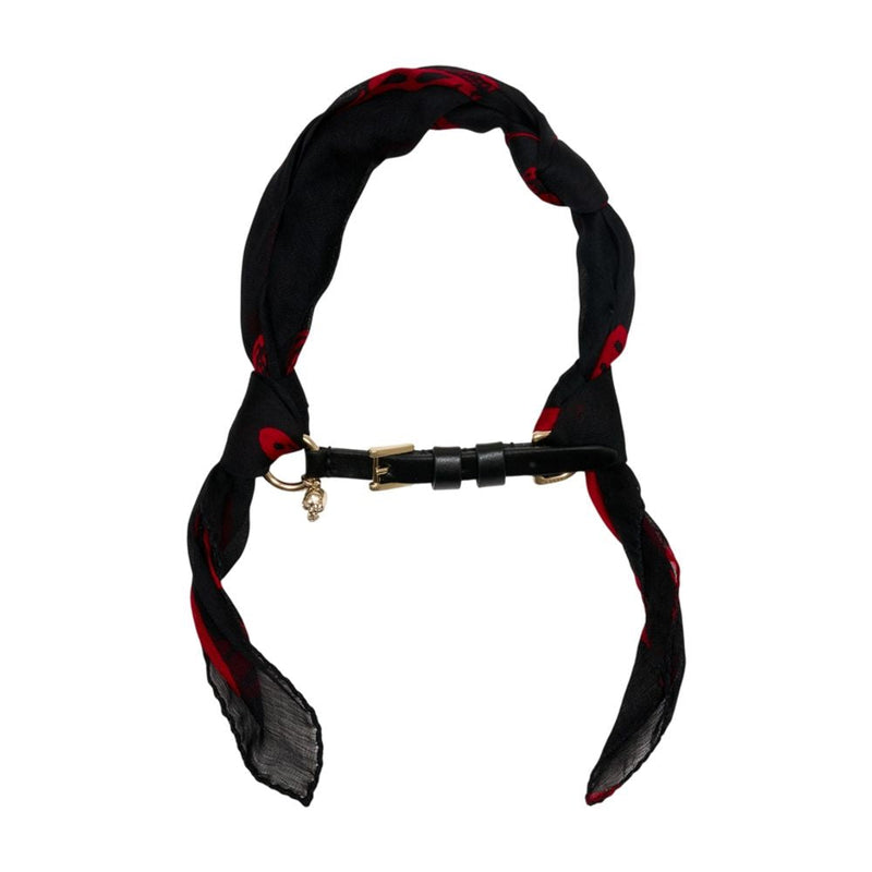 Alexander Mcqueen Silk Skull Ring Wrap Scarf — Black Scarfs
