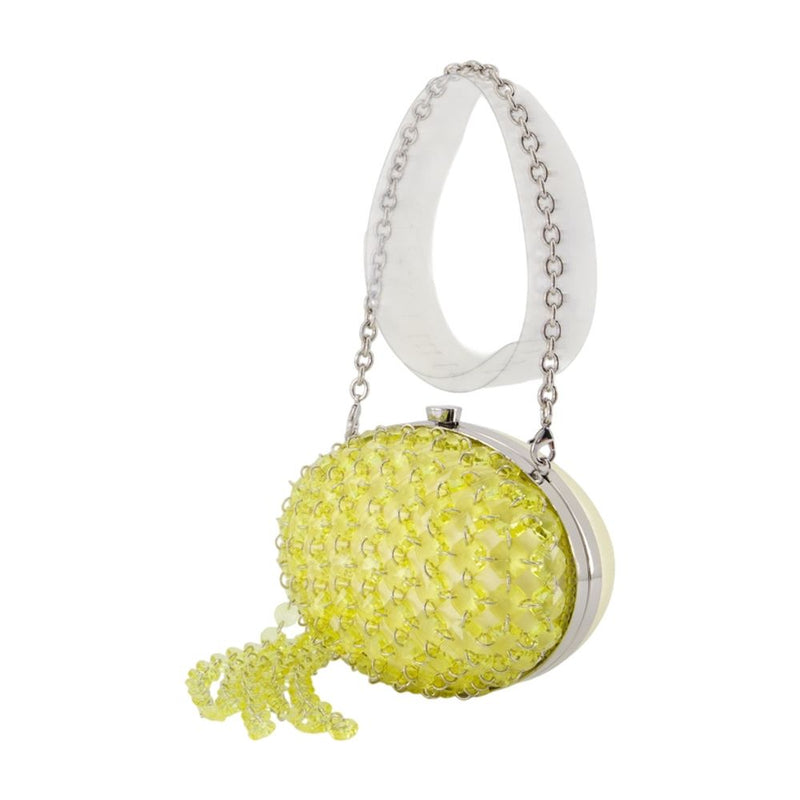 Self-Portrait Crystal-Embellished Clutch — Yellow Synthetic