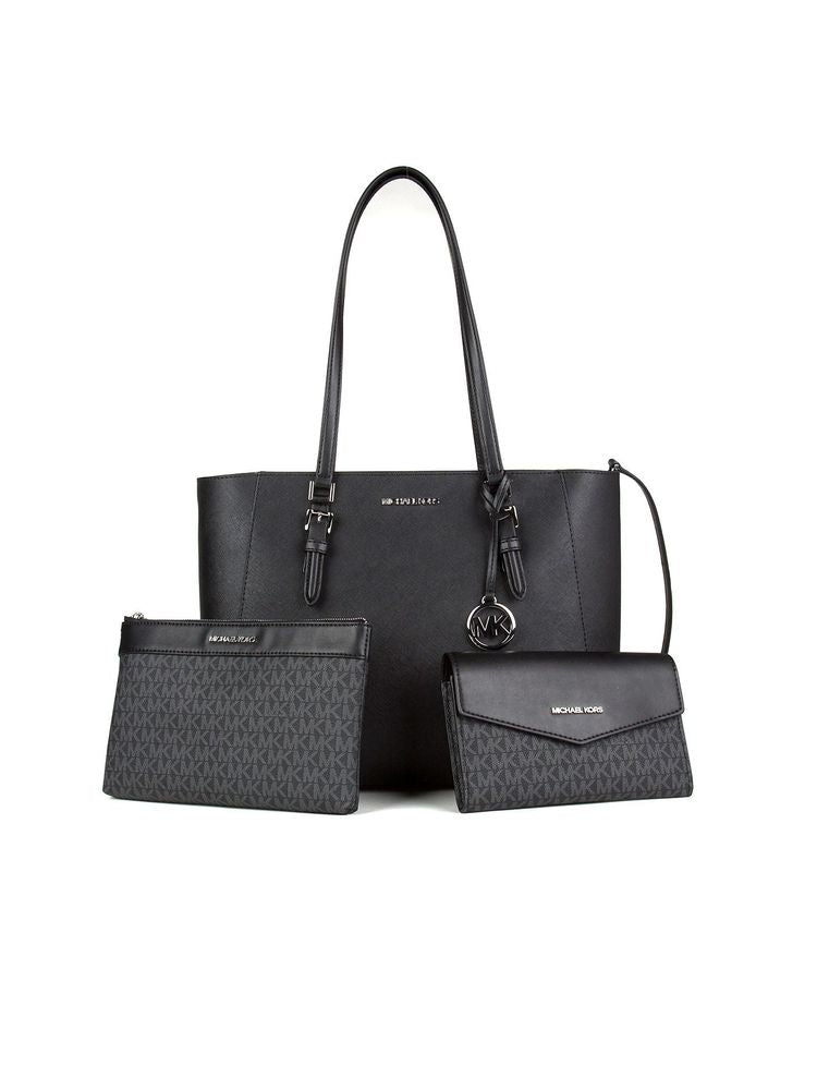 Michael Kors Charlotte Large 3-In-1 Tote Bag — Black Polyester