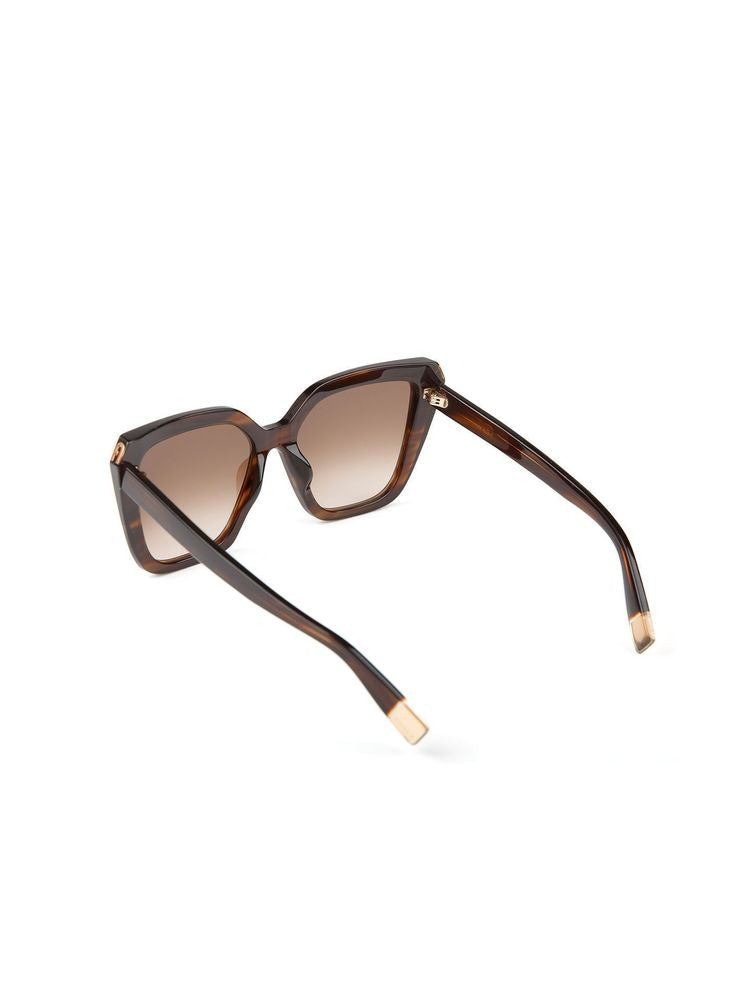 Furla Sfu978 Glossy Brown Striped Havana Acetate Sunglasses —