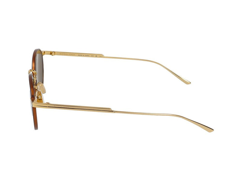 Bottega Veneta Bv1389s Round Metal Frame Sunglasses — Gold