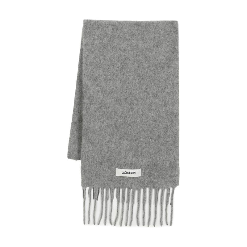 Jacquemus Lecharpe Carro Scarf — Gray Wool Scarfs