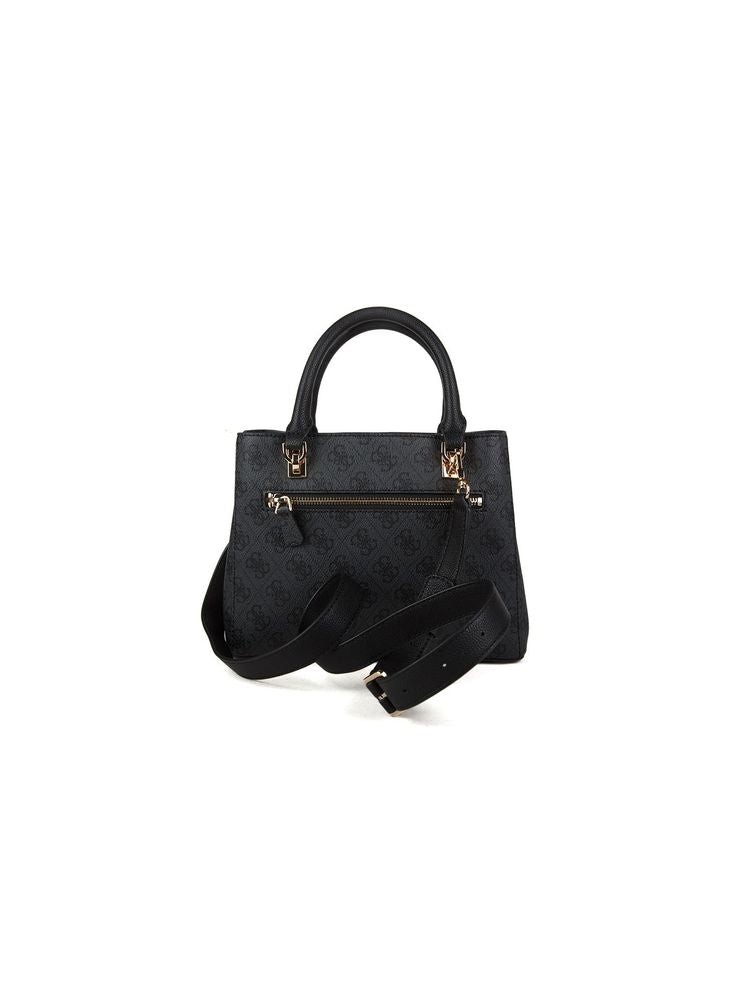 Guess Logo-Plaque Polyurethane Shoulder Bag — Black