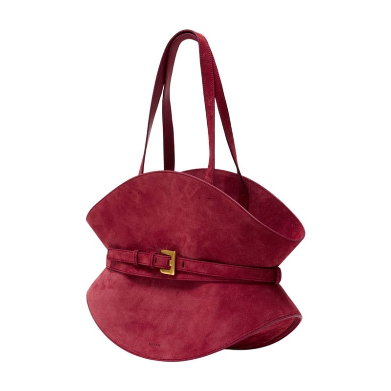 Balmain Shuffle Shoulder Bag — Red Calfskin
