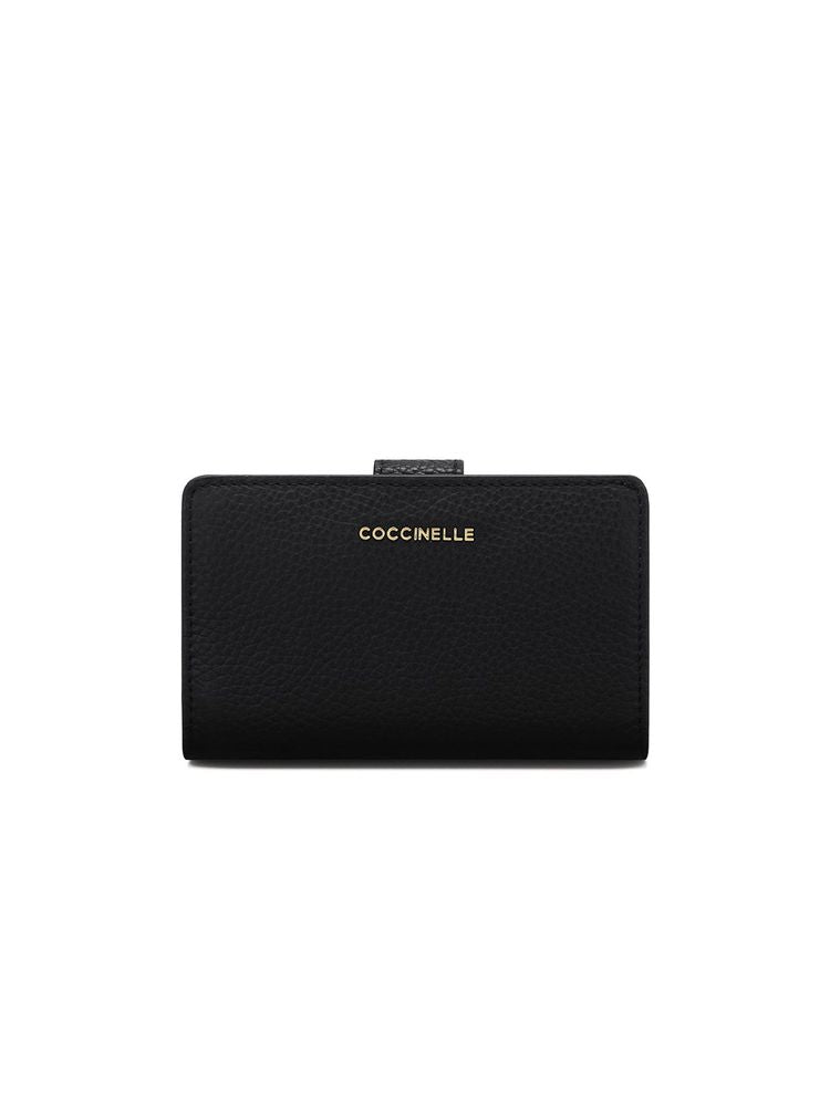 Coccinelle Grained Leather Wallet — Black Cowhide