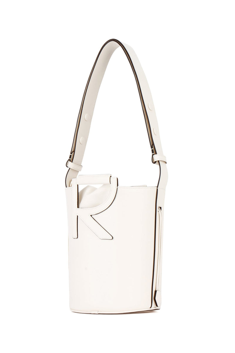 Roger Vivier Embossed Logo Shoulder Bag — White Leather