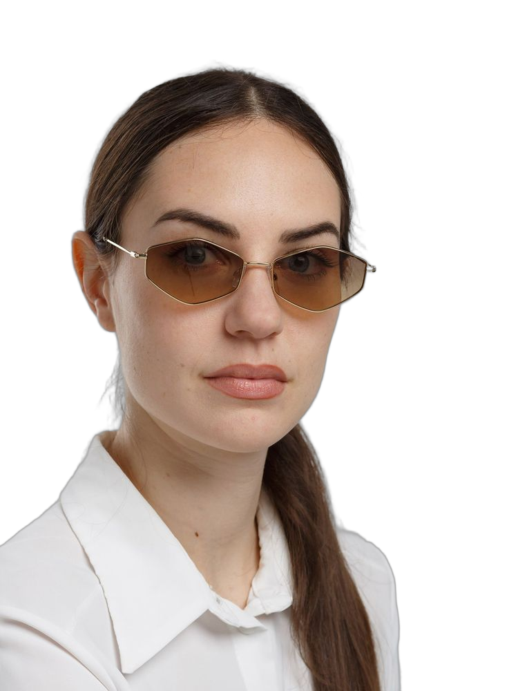 Hickmann Hi3231 Metal Frame Gradient Brown Lens Sunglasses — Gold