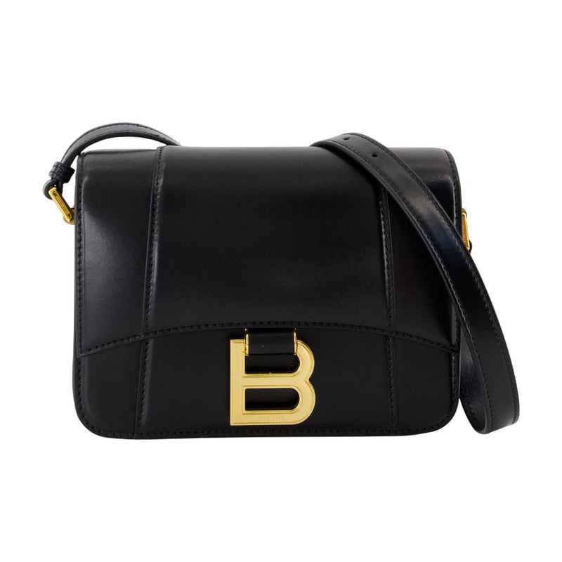 Balenciaga Hourglass Crossbody Bag — Black Calfskin