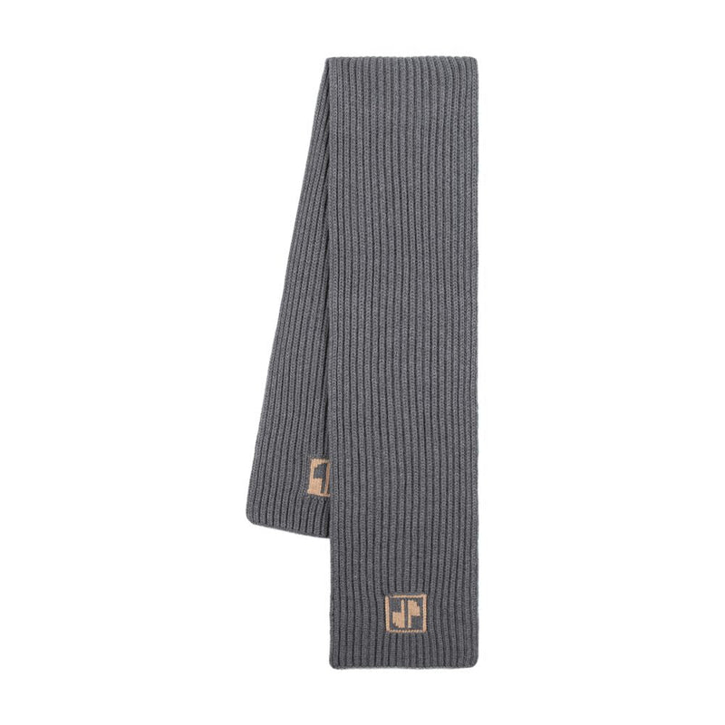 Patou Wool Ribbed Scarf — Gray Scarfs