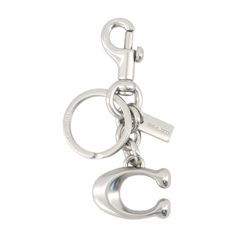 Coach Metal Logo Charm Key Case — Silver Keychains