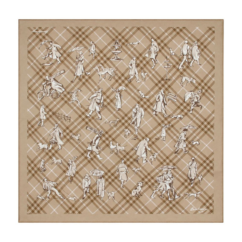 Burberry Silk Check Scarf — Beige Scarfs