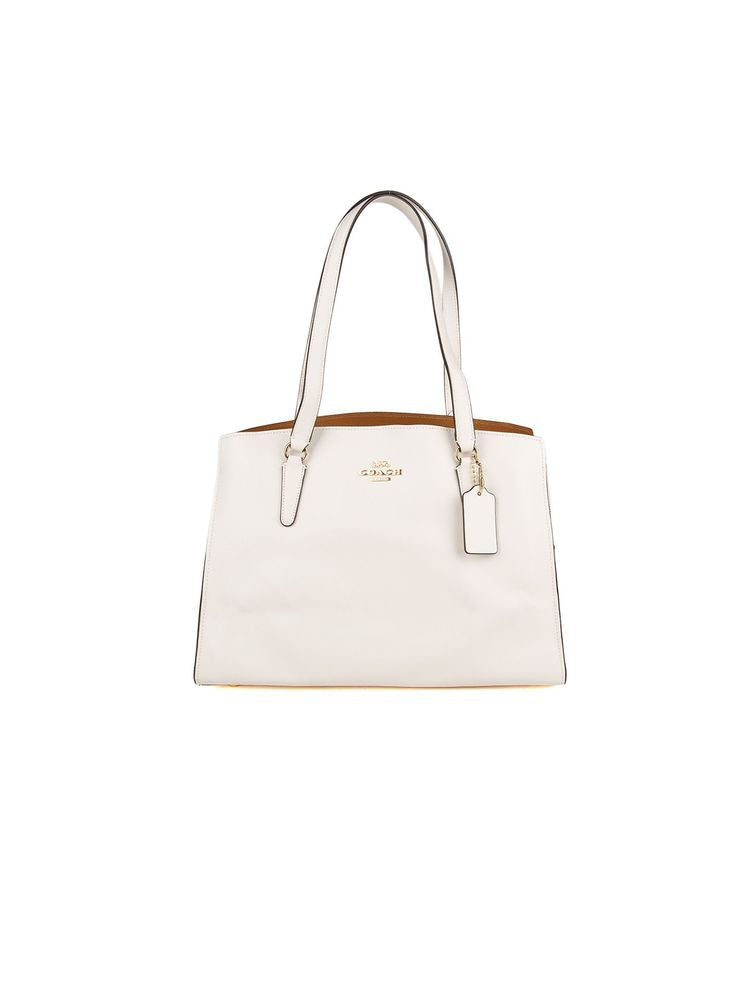 Coach Structured Leather Tote Bag — White