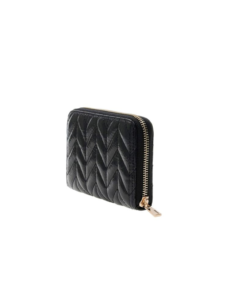 Guess Quilted Polyurethane Wallet — Black