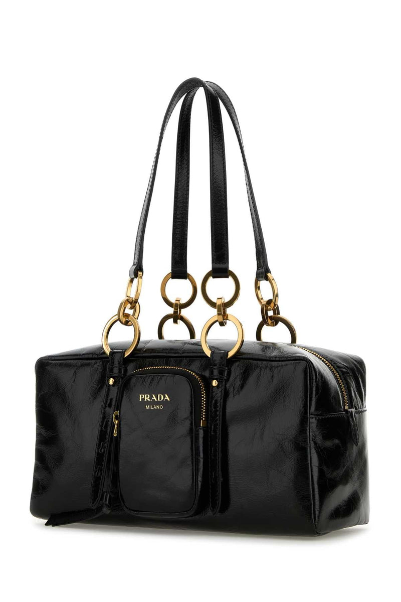Prada Bauletto Shoulder Bag — Black Vitello