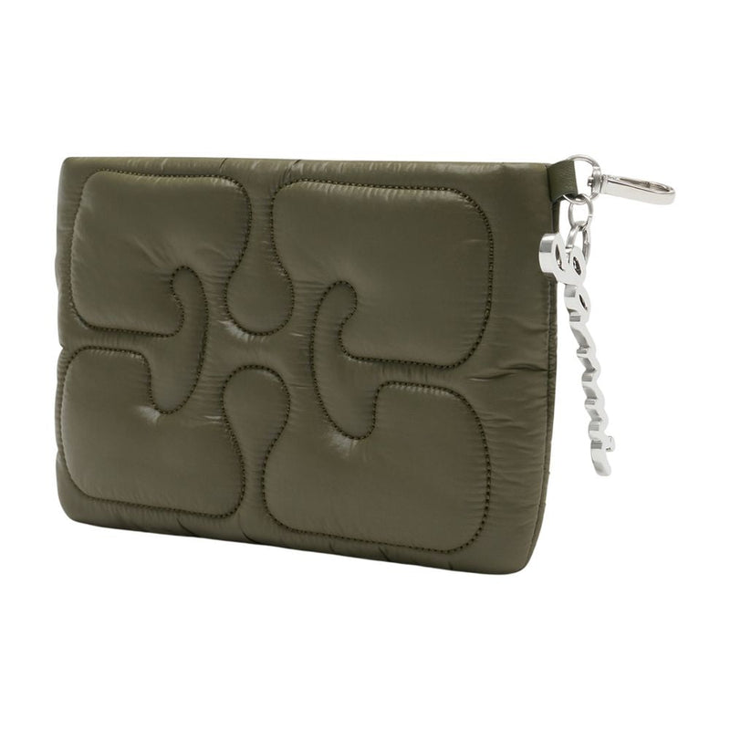 Ganni Quilted Synthetic Clutch — Green