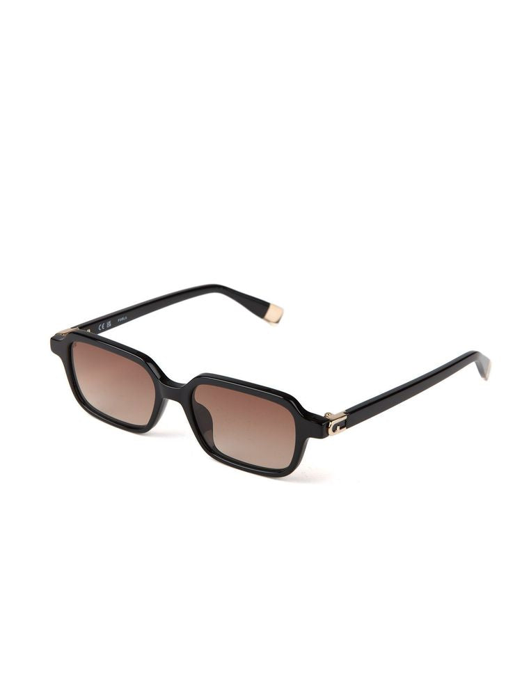 Furla Sfu971 Acetate Rectangle Frame Sunglasses — Black