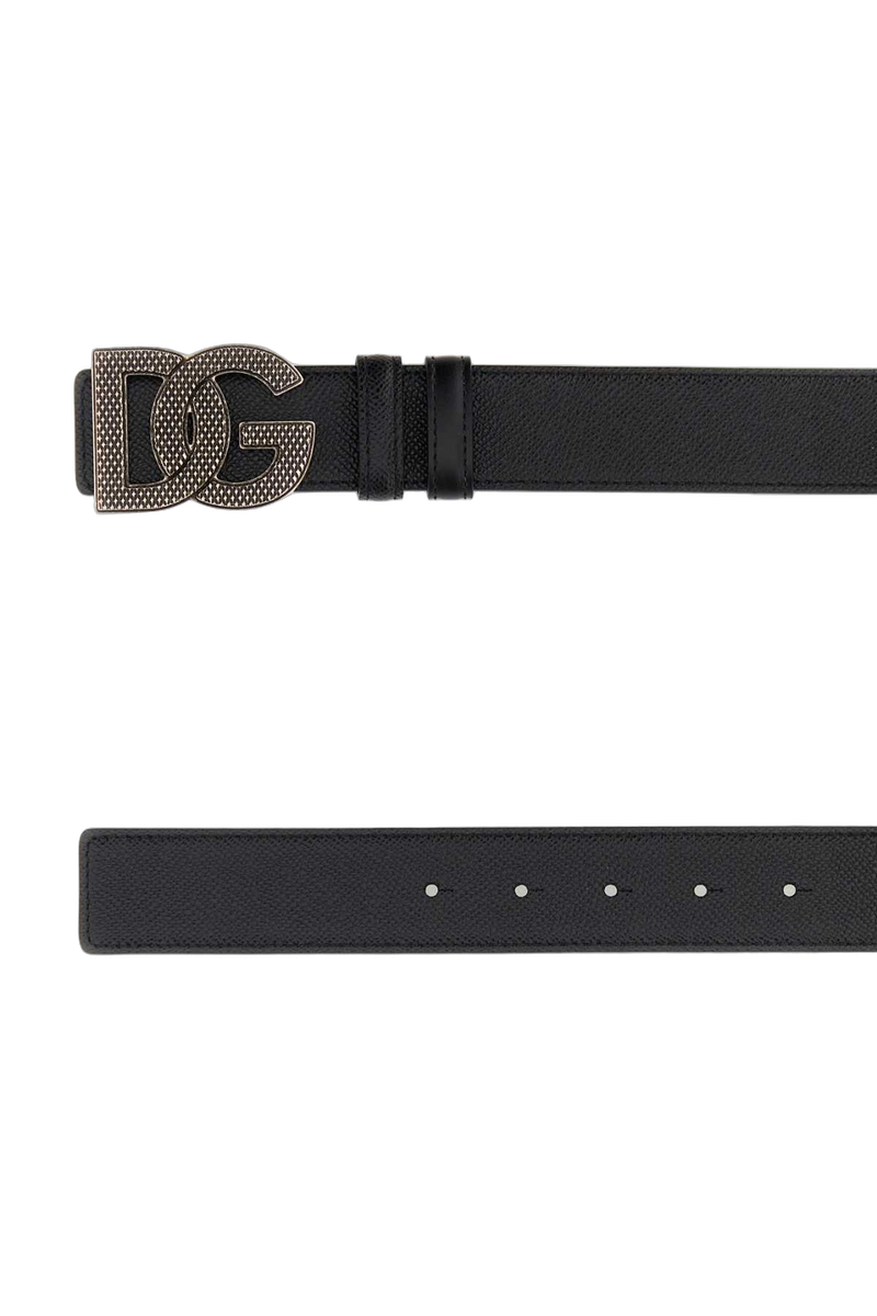 Dolce & Gabbana Dg Logo Leather Belt — Black