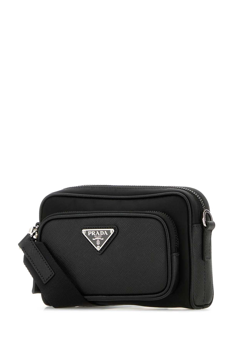 Prada Re-Nylon And Leather Crossbody Bag — Black Poliammidericiclata-vitello